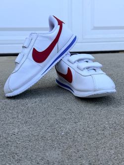 Nike Cortez Basic SL PS Kids Size 1Y White Red Blue Forrest Gump Velcro Sneakers