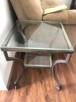Glass coffee table with 2 end tables