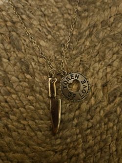 Necklace with Token of Love Heart & Knife Charms