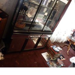 glass chrome hutch