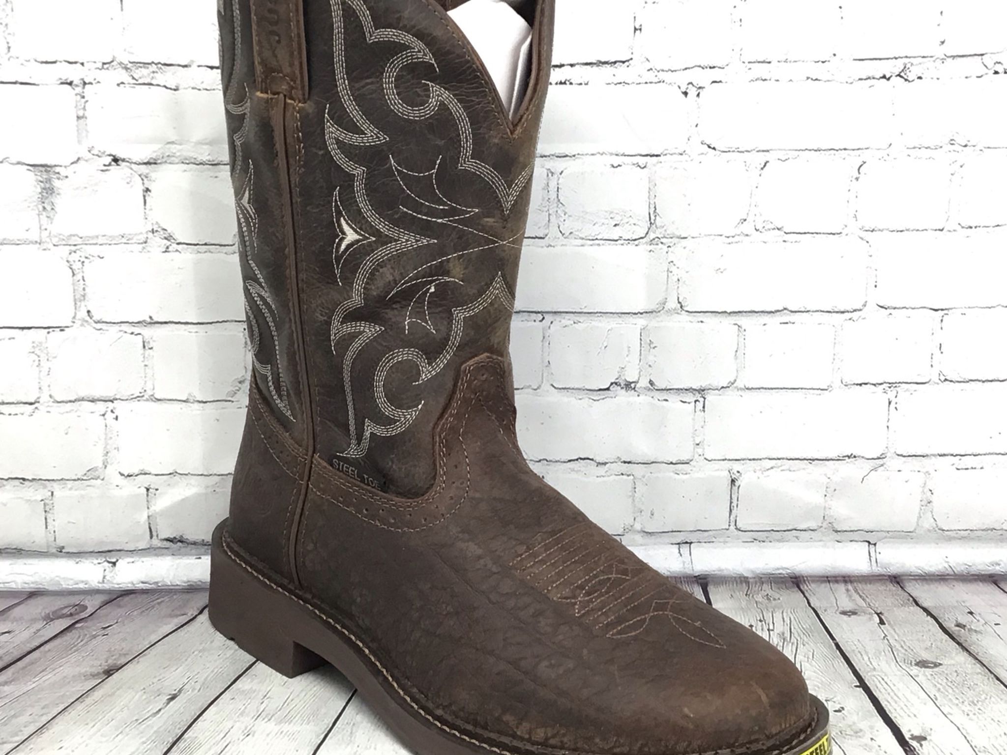 Justin Original Stampede Steel Toe Work Boots WK4311 Size 10 D Brown NWB 🧰 🔨