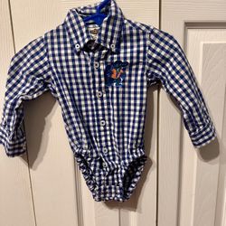 Infant UF Gator Gingham Onesie 6 Months. 