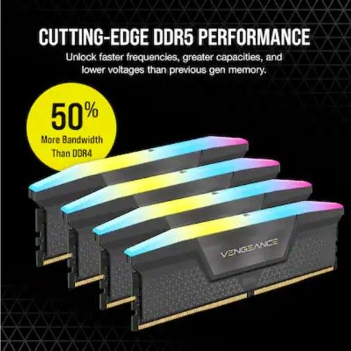 CORSAIR - VENGEANCE RGB 64GB (2x32GB) DDR5 6400MHz C32 UDIMM Desktop Memory - Black