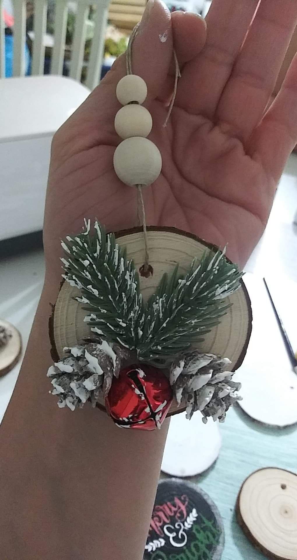 Hand made wood slice ornament