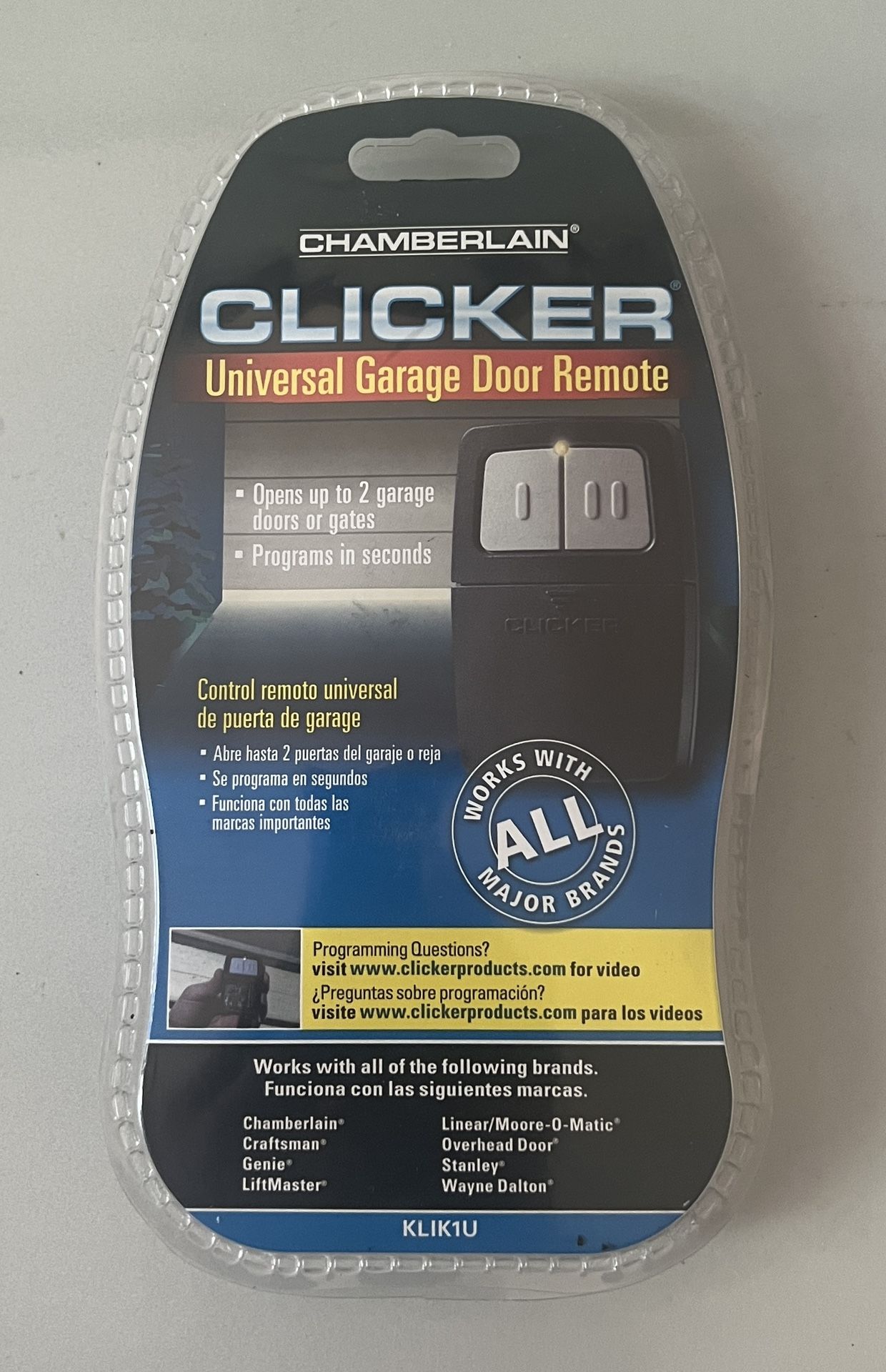Chamberlain Clicker Universal Garage Door Remote Control KLIK1U Brand New Sealed