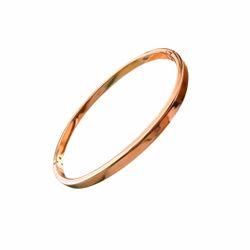 Modern Squoval Hinged Bangle Bracelet – Rose Gold Plated | Geometric Minimalist