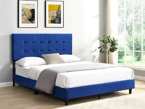 Brand New Queen Size Blue Bed Frame With New Mattress/Fast Delivery