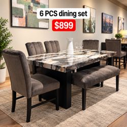 Modern 6 piece dining table set | Delivery Available