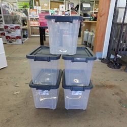 Sterilite 30 Quart Clear Plastic Stacker Storage Box Bin w/ Latch Lid
