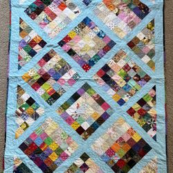 Scrappy Handmade Quilt 44”x64”