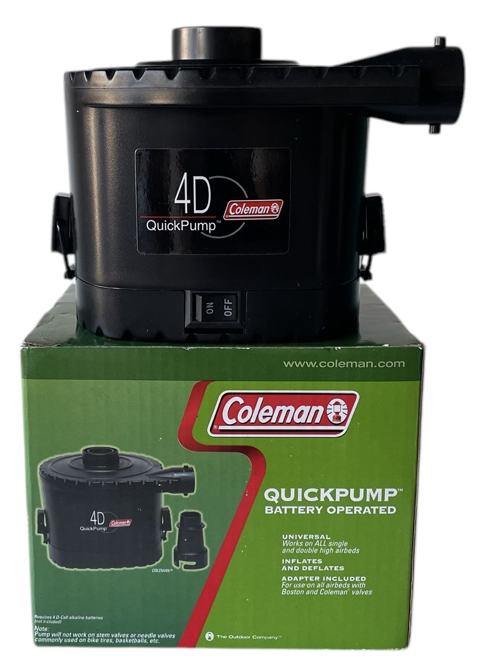NEW Coleman 4D Battery QuickPump, Black 4D 0.5 PSI 4D Battery Electric Air Pump