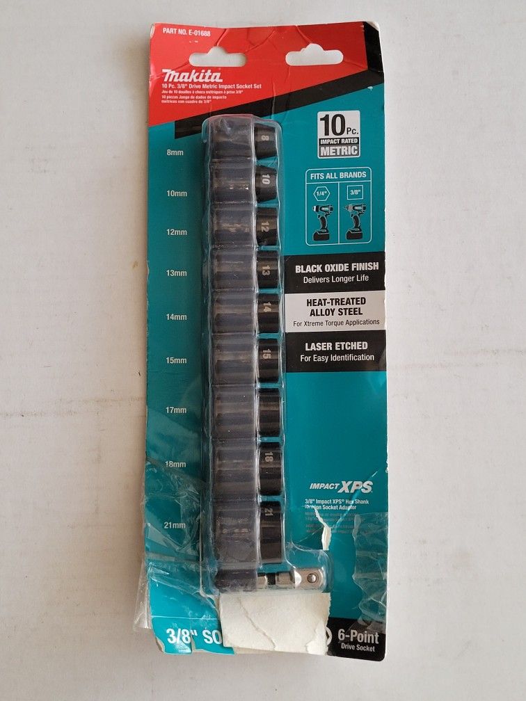 Makita 10 Pc Impact Metric Socket Set