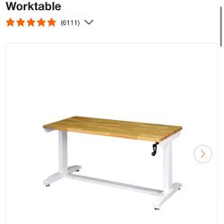 Husky 62 in. White Adjustable Height Worktable Desk