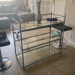 Heavy metal glass three shelves