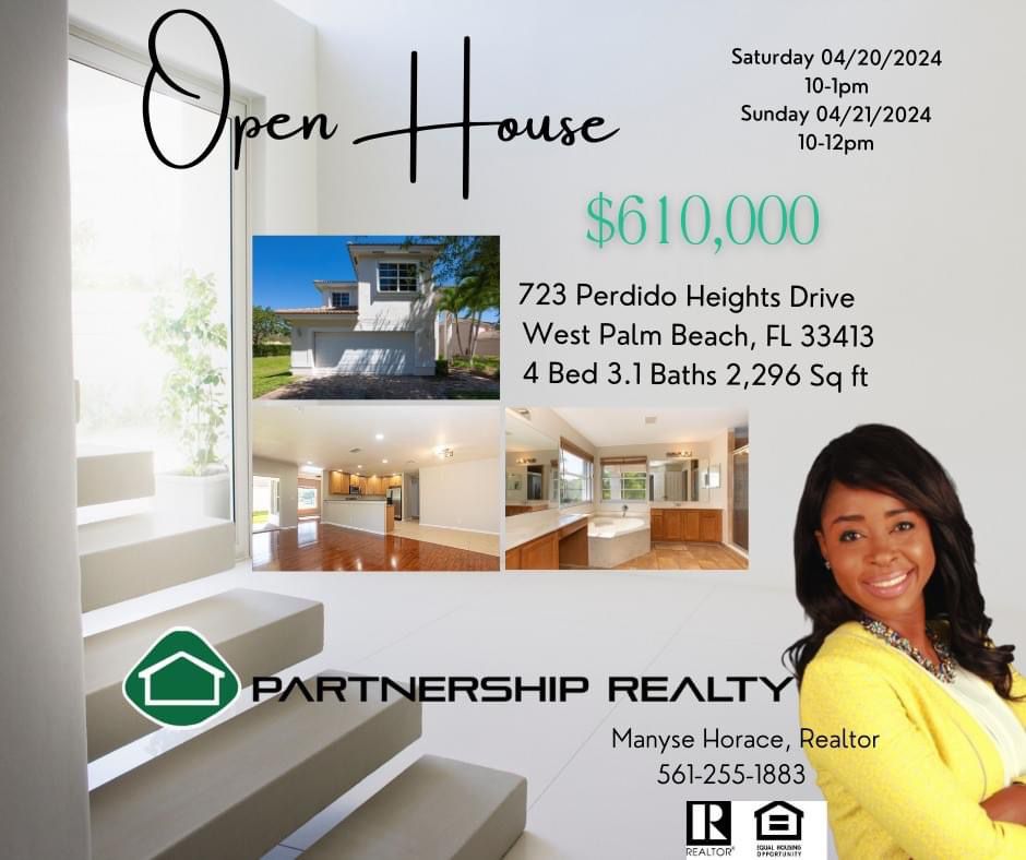 Open House WPB.  4/10/24   10-1pm