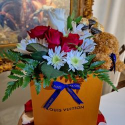 Authentic Louis Vuitton Paper Bag Fill With Chocolates And Flowers 
