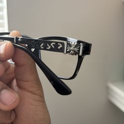 Black/ Silver Chrome Heart Glasses