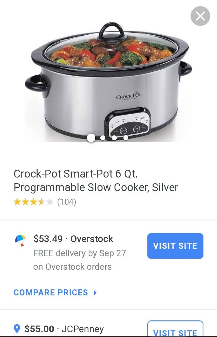 Rival Crock Pot Smart Slow Cooker 6qt - Shop Cookers & Roasters at