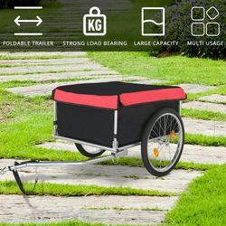 SKM Two Wheel Foldable Bicycle Bike Cargo Trailer Black/Red