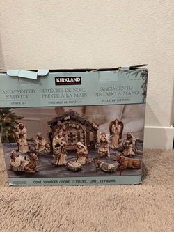 Costco Nativity set and Christmas tree Clear Mini String Lights Green Wire