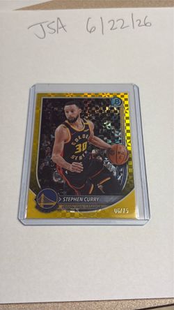 2025-26 Topps Bowman Chrome Stephen Curry Yellow X-Fractor SSP #06/75!