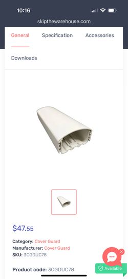 Cover Guard 3CGDUC78 3" x 78" White Line Duct