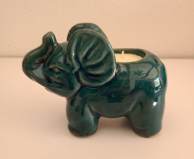 Candle Holder Elephant Green