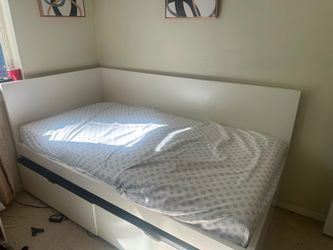 Twin bed with storage and mattress