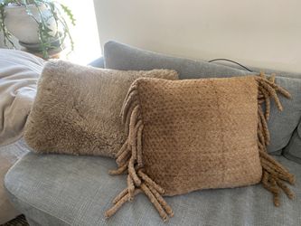 Set Of Accent Pillows Faux Fur Boho MCM