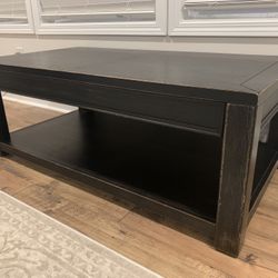 Black Solid Wood Coffee Table
