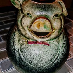 Vintage Rare Happy Pig Creamer Bowl With Handle