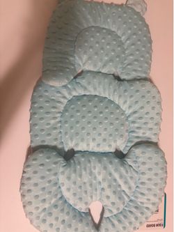Light Blue Minky Dot Baby Stroller/Car Seat Insert Cushion