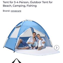 COVACURE Beach Tent Sun Shelter - Large Easy Setup Beach Tent, UPF 50+ UV Waterproof Lightweight Beach Shade Tent for 3-4 Person, Outdoor Tent for Bea