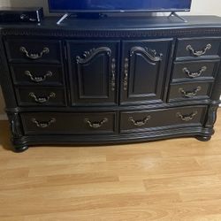 Large black wood Dresser / Cabinet
