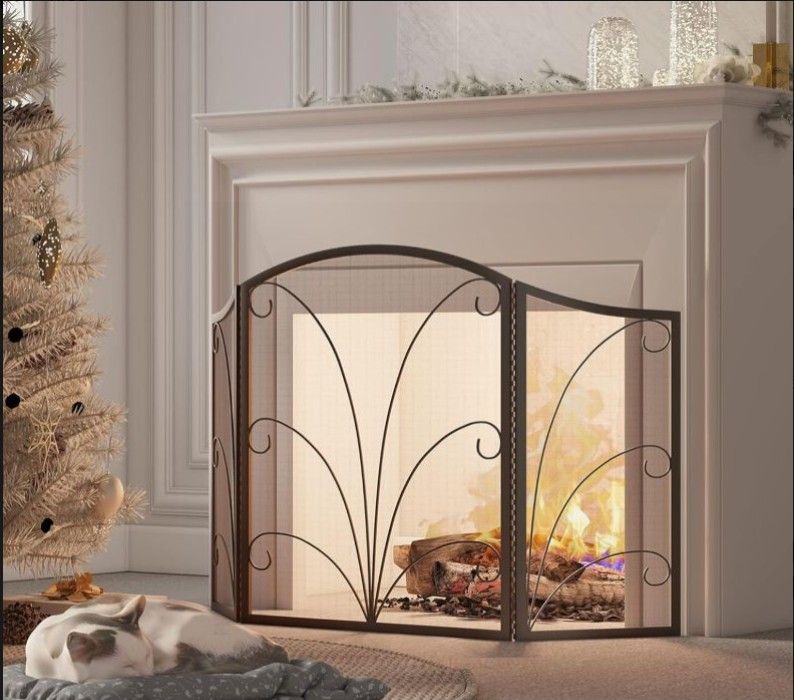 Kingson 3-Panel Arched Childproof Fireplace Screen