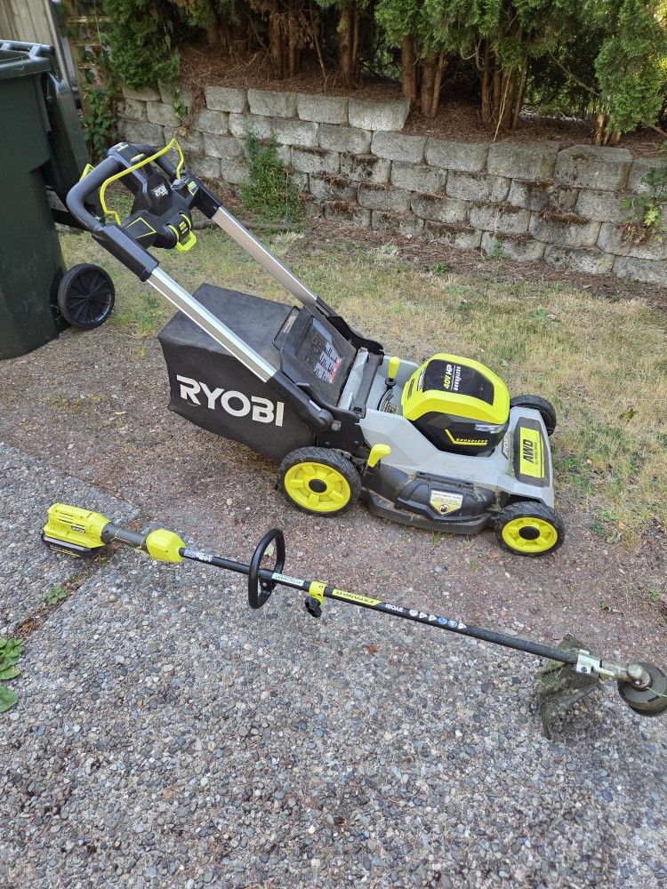 Ryobi Lawnmower & Weed Eater W/charger and Batteries