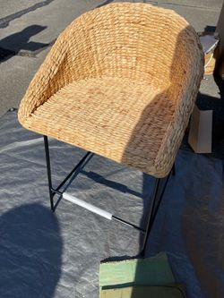 StyleWell Natural Woven Hyacinth Counter Stool with Low Back