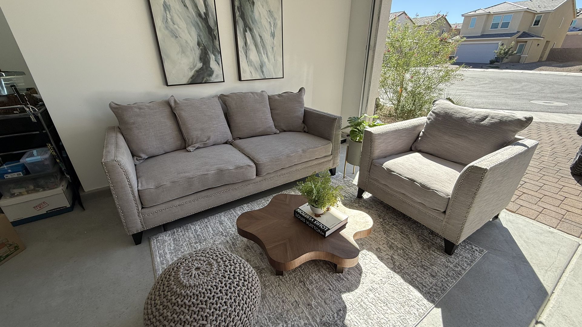 Modern Gray Couch & Armchair Set