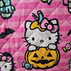 New Reversible Sanrio Hello Kitty Halloween purple pink twin size quilt mummy Dracula pumpkin 60x90
