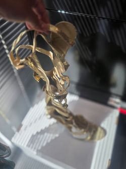 Gold Strappy High Heel Sandals 11c