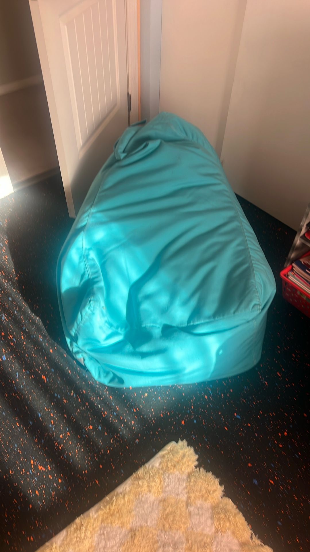 Turquoise beanbag, no rips or stains