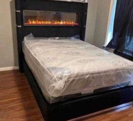 New Bedframe with fireplace in box buy now pay later $39 down no credit needed