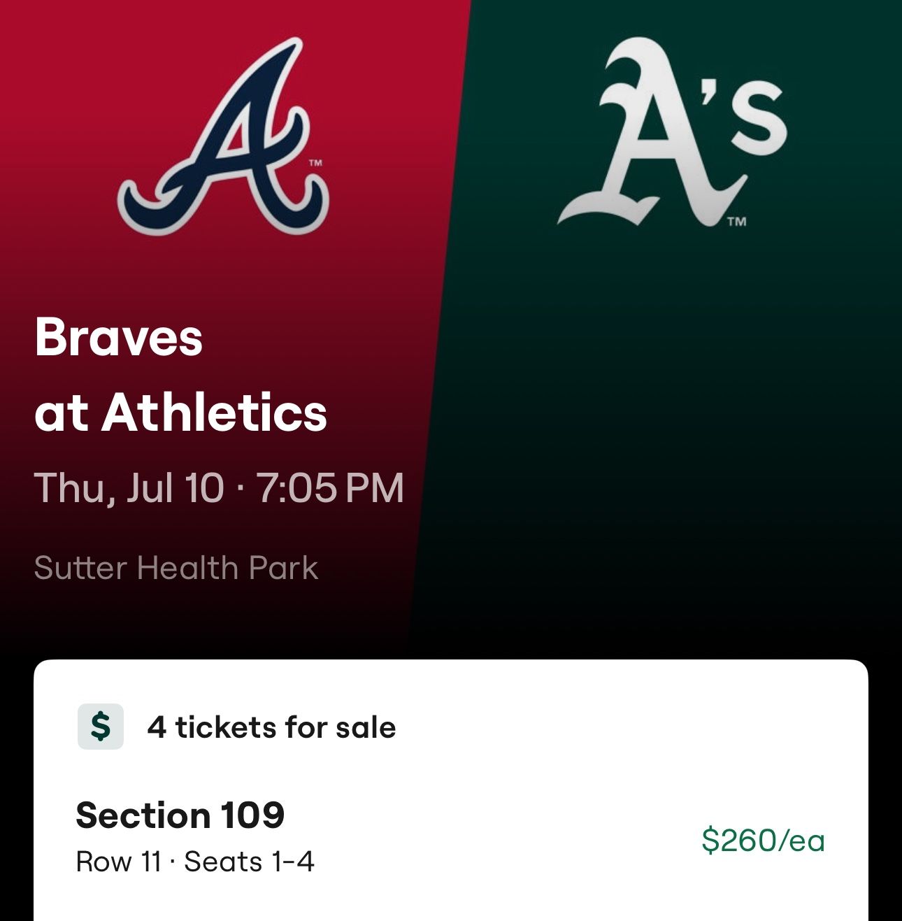 A’s Play Braves