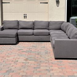 5 PCS GRAY MODULAR SECTIONAL COUCH IN GOOD CONDITION - DELIVERY AVAILABLE 🚚