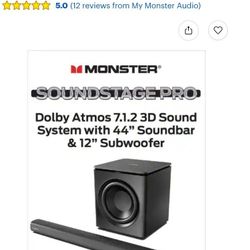 Monster - Soundstage Pro Dolby Atmos Soundbar with 12" Subwoofer - Black