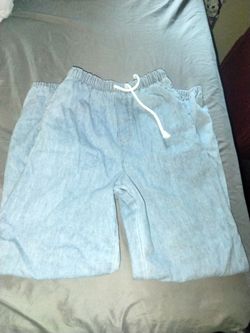 Girls Light Wash Denim Drawstring Pants size 10 -12