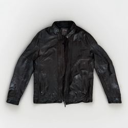 Vintage AllSaints Leather Café Racer Moto Jacket Men's Large Brown