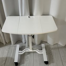 Adjustable Mobile Laptop Stand Desk Rolling Cart, Height Adjustable from 28'' to 33'', White