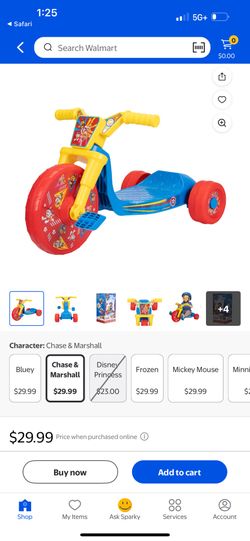Fly Wheel Paw Patrol Junior Cruiser Tricycle with 10 inch Front Wheel Child 2 to 4 Years