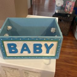 Wooden Type Supply Crate For Baby’s Room Vintage With Rope Handles Blue